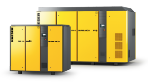 Olievrije schroefcompressoren met waterkoeling.