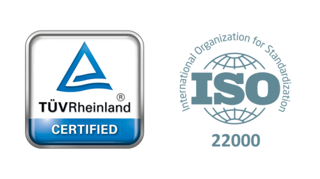 Gecertificeerd door TÜV Rheinland en volgens ISO 22000