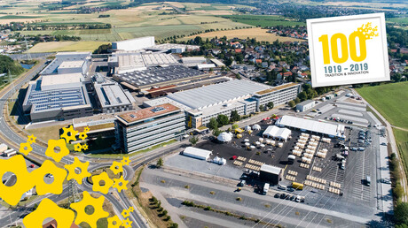 100-jarig bedrijfsjubileum met opendeurdag, fabrieksrondleidingen en personeelsfeest bij KAESER KOMPRESSOREN in Coburg.