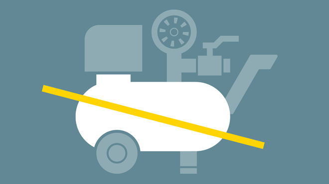 De i.Comp 3 heeft geen persluchttank nodig.