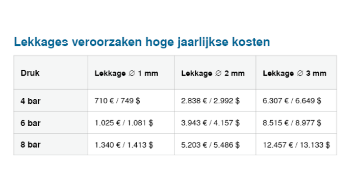 Lekkages kunnen kosten oplopend tot € 12.457 per jaar veroorzaken.